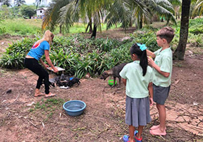 Fütterung Baan Taling Ngam Area - Mira und ihre Kinder